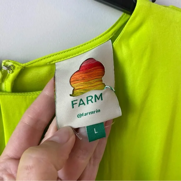 Farm Rio Lime Piping Cut Out Midi Dress L - Picture 4 of 12